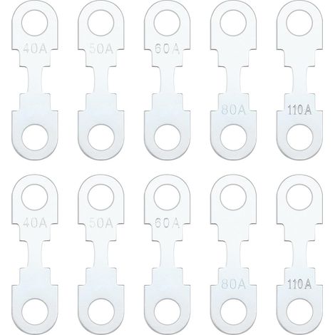 Bande de Fusible Plate Ton Argent en Alliage de Zinc Lame de Rechange Bande de Fusible DC 32V Compatible avec VW (40A 50A 60A 80A 110A Chaque 2 Pièces) (1/5)