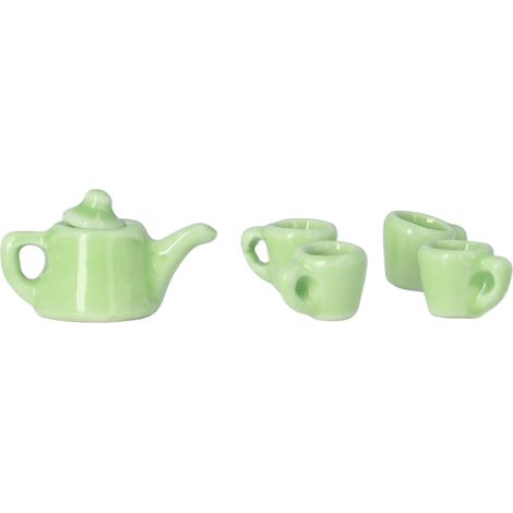 1:12 Maison de Poupée Service à Thé en Porcelaine Miniature, Lot de Vaisselle Céramique DIY pour Déco Maison de Poupée (1/5)