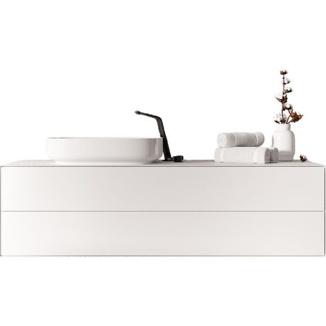 BERNSTEIN - Meuble sous vasque Blanc mat de salle de bain 140x50x45cm (LxPxH) 2 tiroirs coulissants - MILOU140 (1/5)