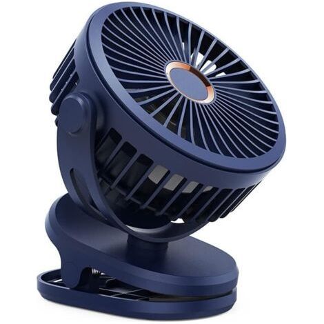 10000mAh Mini Clip Fan, Dark Blue, 4 Speeds, 7 Inch, Clip Table Fan, USB Rechargeable, 32-64h, for Indoor and Outdoor Use, Office. (1/5)