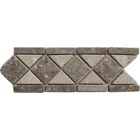 Große Mosaikbordüre - ALBEDO PIERRE - AL-023 - 10,5x29 cm - Ivoar-Nuss Travertin - Rechteckig