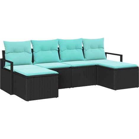 Sofa Set 6 pcs Schwarz Poly-Rattan vidaXL
