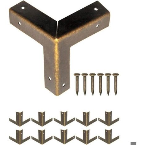 Coins De Protection - Laiton Vieilli - 32 mm - Pour Meubles Caisses Tiroirs Coffres - Lot De 10 Pièces (1/4)