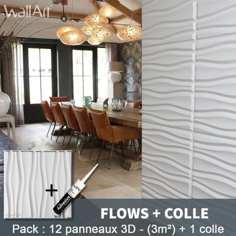 Panneau Mural 3d WallArt Mur 3D Flows 3m² + Colle (1/5)