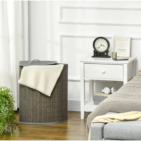 meuble rangement linge angle 55 L bambou gris OKMYHOME (1/4)