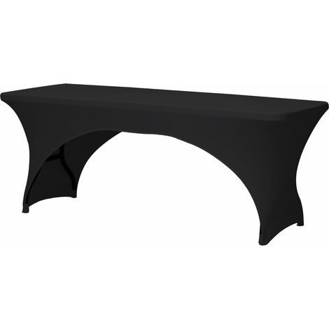 Housse de table extensible, noire, polyester, table rectangulaire (1/5)
