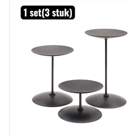 Lot de 3 chandeliers en métal noir mat – Porte-bougies industriels pour bougies épaisses et chauffe-plats – Décoration de table vintage avec plateau récupérateur – Noir (1/5)