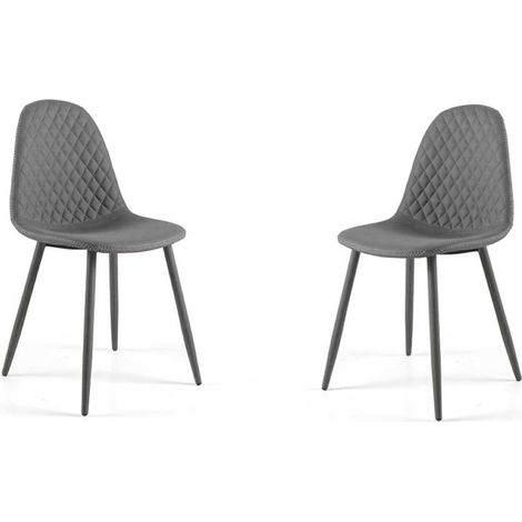Sedia sala da pranzo ecopelle Grigio - SOFT 2 sedie (1/3)