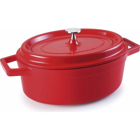 Lacor 25931- Casseruola ovale rossa alluminio pressofuso 31x25 cm (1/4)