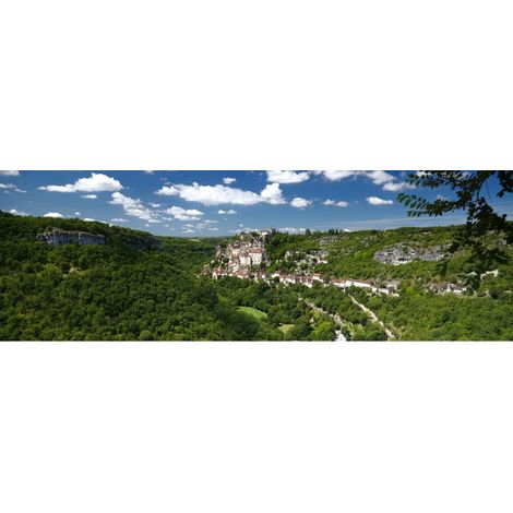 Tableau sur toile panorama Rocamadour 30x97 cm - Impression sur Toile Murale Décorative - Image imprimée en HD sur Toile - Toile sur Châssis en Bois FSC - Fabriqué en France (1/4)