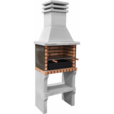 MOVELAR - Barbecue préfabriqué à bois et charbon en béton réfractaire modèle Iberia Plus XL (Gris, Orange - 69 x 47 x 190 cm) REF: M00332 - Barbecue compact compatible modules New Iberia
