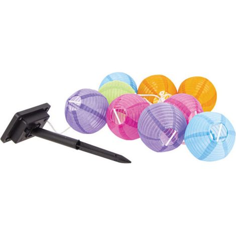 Guirlande LED solaire, x8 boules multicolores, 5 m (1/5)