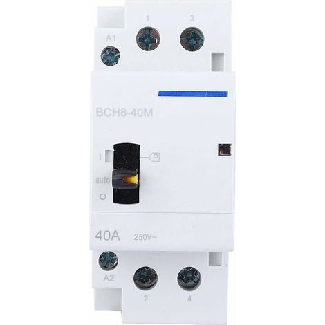 Contacteur CA, BCH8-40M 2P 40A 230V Ménage CA Montage sur rail DIN avec commutateur de commande manuelle pour applications domestiques(2NO) (1/4)