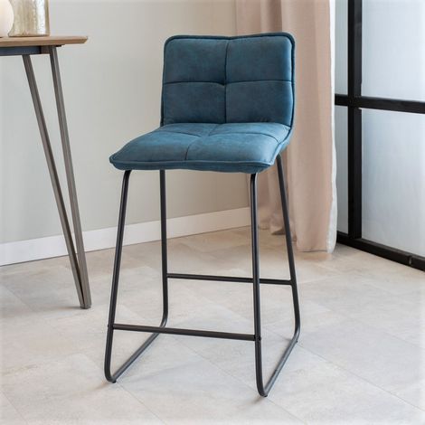 Tabouret de bar industriel hauteur d'assise 65 cm bleu Jelle (1/5)
