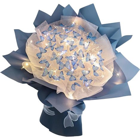 Bouquet de fleurs papillons, kit de 52 bouquets de fleurs papillons avec guirlande lumineuse LED à faire soi-même (1/5)