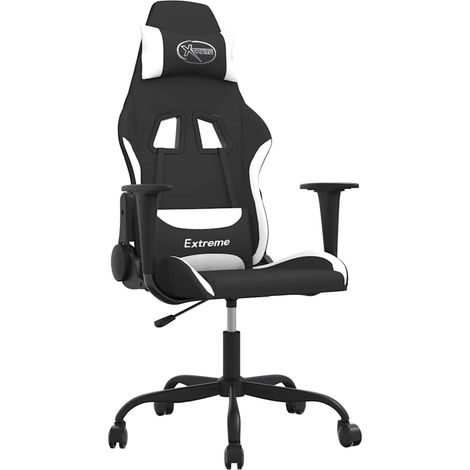 Silla gaming tela negro y blanco vidaXL (1/5)