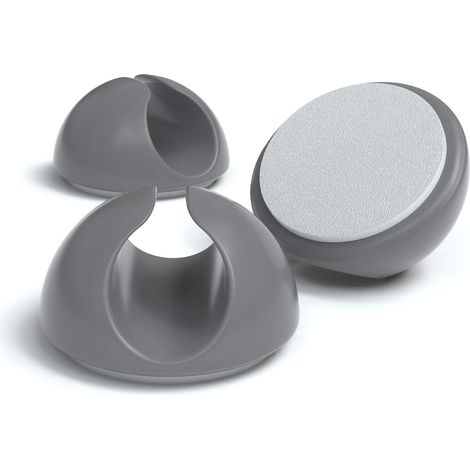 Elastische, selbstklebende Kabelbinder zum Befestigen und Ordnen von Kabeln. Flexibel und grau, 12er-Packung.