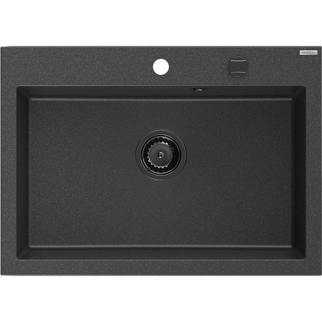 Mexen Elix fregadero de granito 1-cubeta 700 x 500 mm, negro moteado, sifón negro - 6526701005-76-B (1/5)