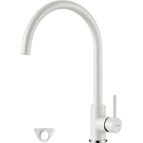 Robinet de Cuisine avec Bec Pivotant, Mitigeur de Cuisine Chaud et Froid, Mitigeur d'évier Haut, Blanc (1/5)
