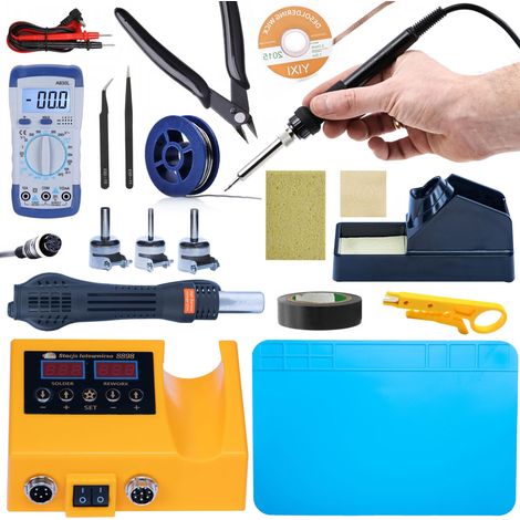 Rosfix Set OH660 – 2-in-1 Lötstation mit Heißluft & T12-Kolben  660 W, LED-Display, 100–500 °C  Für Elektronik & Kunststoffschweißen  Löttechnik Starterkit