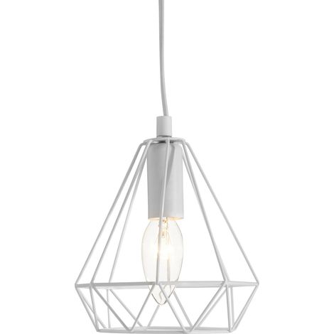 Premier Housewares Ceiling Lights White Finish Metal Wire Pendant Light With Geometric Shape Ceiling Lighting Contemporary Pendant Hanging Lighting For Ceiling 16 x 16 x 115 (1/2)