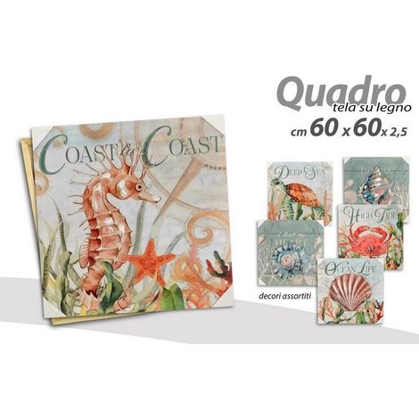 TRADE SHOP - Quadro Quadretto Decorativo 60x60x2,5 Cm Tela Su Legno Deluxe Decori Ass 806551 - (1/3)