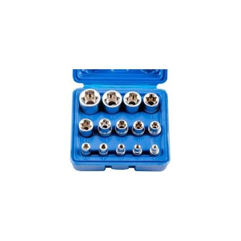 Juego de 14 llaves Torx hembra E4, E24 y Torx hexagonal