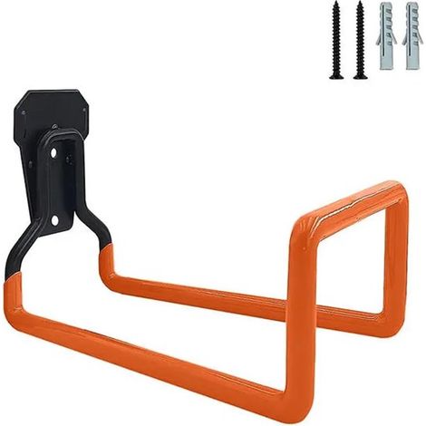 Crochet métallique orange pour suspendre, support mural pour outils de jardin, idéal pour le garage et le jardin. (1/5)