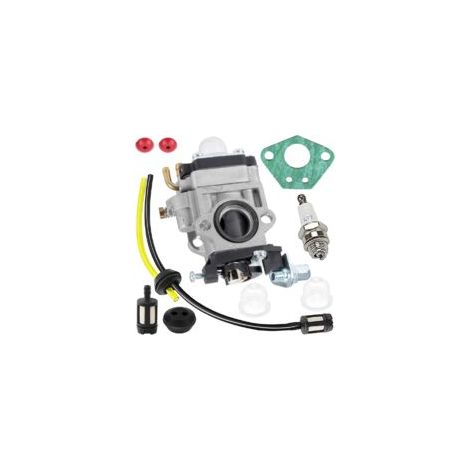 Carburatore da 15 mm per motori di tosaerba da 52cc, 50cc, 49cc, 47cc, 43cc e 33cc, con guarnizione, candela e filtro carburante, per tagliasiepi, soffiatori, bordatrici, motozappe