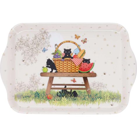 Mini plateau en mélamine pique nique de chatons 20 cm