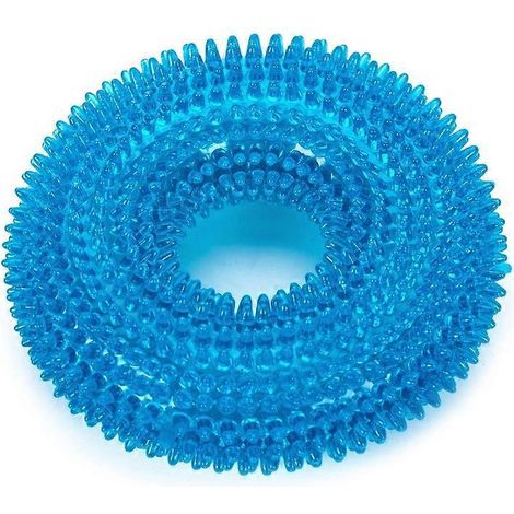 Quietschendes Hundekauspielzeug in Donutform mit Stacheln, ideal für Hunde mit starkem Kaudrang, langlebiges und robustes Spielzeug mit Geräuschen.