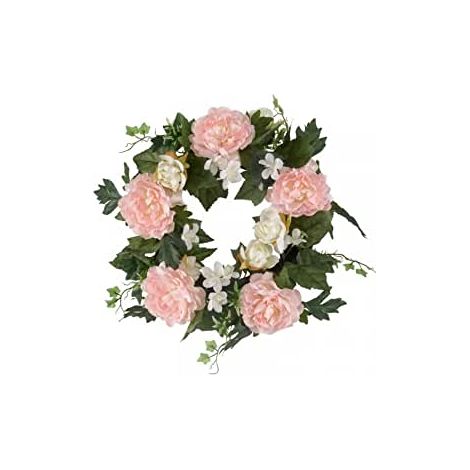 Smart Garden Artificial Peony Door Wreath Pink Realistic Flowers UV Resistant (1/5)