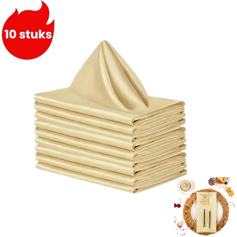 Lot de 10 serviettes carrées pour hôtel/restaurant - 30 x 30 cm - Serviettes pour usage domestique - Or champagne (1/5)