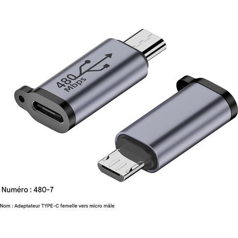 USB-Typ-C-Buchse auf Micro-USB-Stecker-Adapter, Lade- und Synchronisierungskonverter für kompatible Geräte, hochwertiger, kompakter Stecker (1/3)