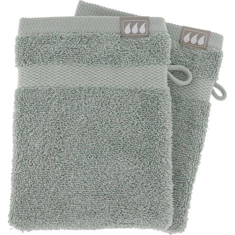 Set aus 2 waschhandschuhen 15x21 cm 100% baumwolle - eukalyptusgrün - Tendance (1/2)