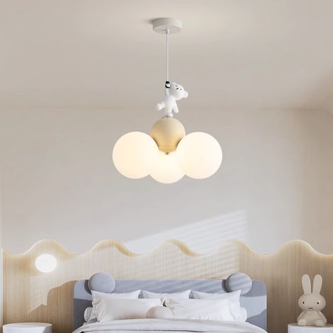 Suspension LED, lustre créatif, plafonnier suspendu avec ours de dessin animé, 3 températures de couleur réglables, 36 cm x 32 cm (1/5)
