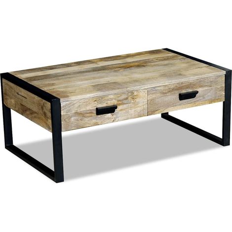 Maison Exclusive - Couchtisch mit 2 Schubladen Massivholz Mango 1 (1/5)