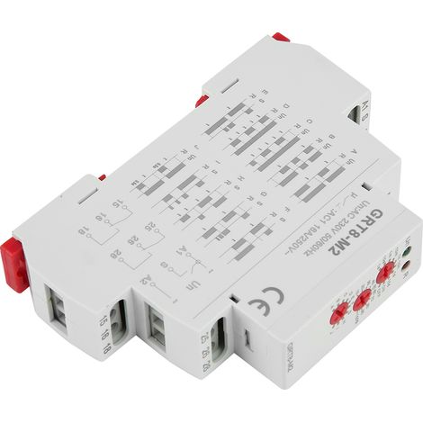 Relais temporisé multifonctionnel GRT8-M2 à 10 fonctions, montage sur rail DIN, 220 V CA (1/5)