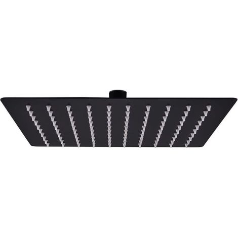 [JAMAIS UTILISÉ]Pomme de Douche Pluie Pulvérisateur Pommeau de Douche Tête de Douchette Accessoire de Salle de Bain Acier Inoxydable 20x20 cm Carrée Noir