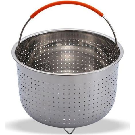 Panier cuiseur vapeur multifonction en acier inoxydable, poignée en silicone, 3Qt, pour fruits, fixation plug-in, épaissi et approfondi (1/4)