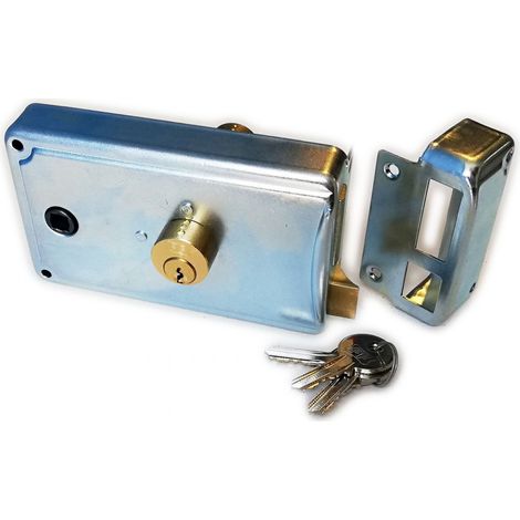 Facchinetti serratura zincata 60mm a spingere destra per portoncino da applicare (1/5)