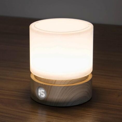 Night Light with Timer, Small Table Bedside Lamp, LED Children's Night Light, Baby Night Light, Wood Grain, Dimmable, Battery, Rechargeable (1/5)