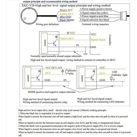 NALOOKAMIC  Capteur de niveau de liquide XKC Y25 T12V, 2 pièces, détecteur d'eau sans contact, bâton à induction, type XKC-Y25-V
