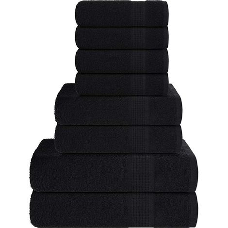 Ensemble de 8 serviettes FROGN noires 360 g/m²