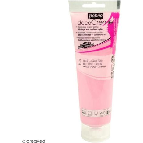 Peinture acrylique - PEBEO - DecoCrème - Rose indien - 120 ml - Mat (1/2)