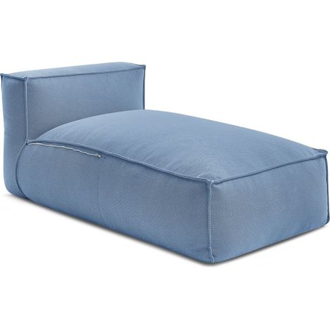 BOBOCHIC - Méridienne sans accoudoir avec bâche de protection pour canapé de jardin modulable BIARRITZ Bleu (1/5)