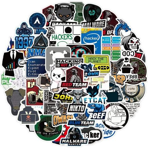 Pegatinas de hackers (50 unidades), pegatinas para portátiles, pegatinas de bombas, pegatinas de vinilo para equipaje, coche, monopatín, calcomanías para motocicletas para adolescentes y adultos.