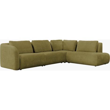 MERYA Canapé d'angle modulable en tissu vert olive - Angle droit (1/5)