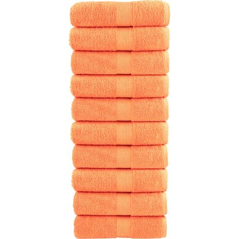 Serviettes de toilette de qualité supérieure SOLUND, lot de 10, orange, 30 x 30 cm, 600 g/m²
