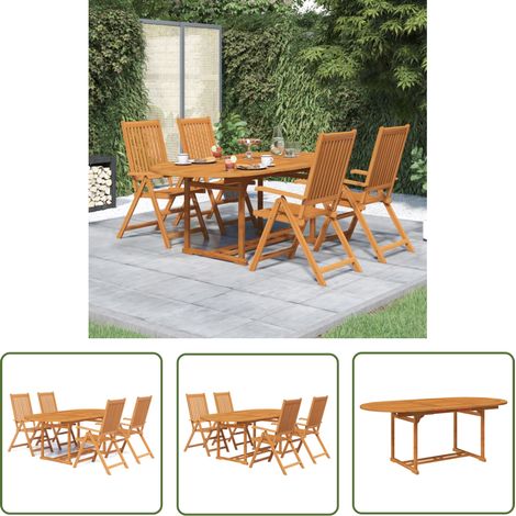 The Living Store Ensemble à manger de jardin 5 pcs Bois d'acacia massif - Tablette De Jardin - Salon De Jardin - Mobilier De Jardin - Acacia Massif - Table Extensible (1/5)